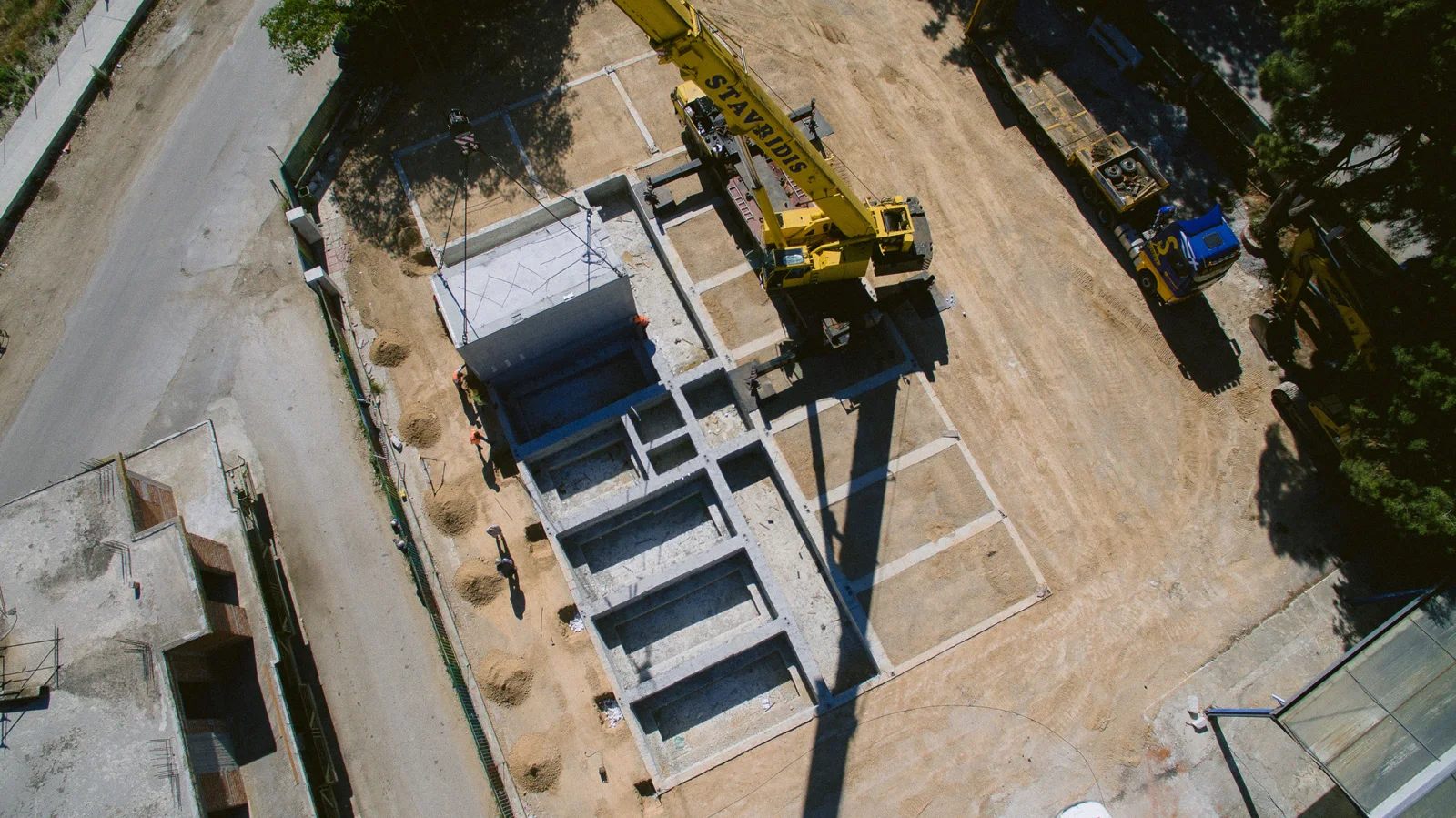 Construction photography — crane foundation site — ORIA.FILMS